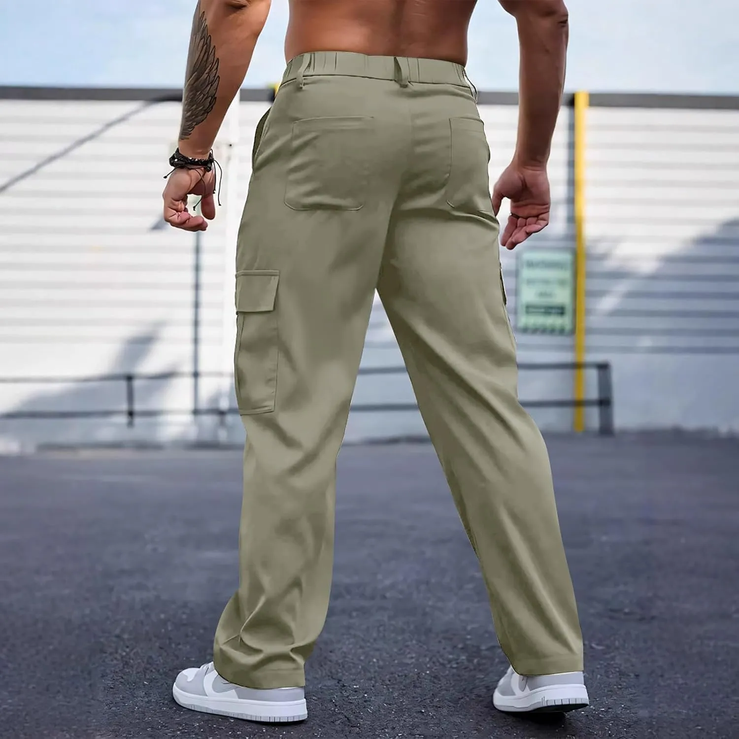 Tactical Cargo Pants for Men Large Workout Pants with Multi-Pocket Active Fit Trousers