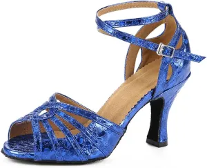 TDA Women's Peep Toe High Heel Leather Salsa Tango Ballroom Latin Modern Dance Wedding Shoes
