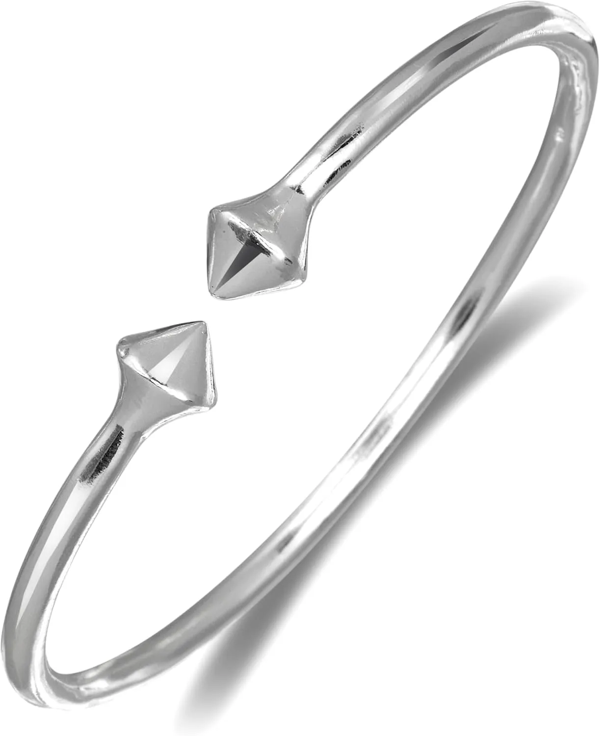 Thick Pyramid .925 Sterling Silver Plain West Indian Bangles, 1 pair for men, women