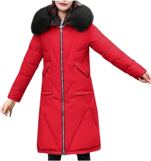 Thicken Winter Warm Coats For Women Dressy Casual Faux Fur Trim Reversible Jackets Plus Size Quilted Trench Coats