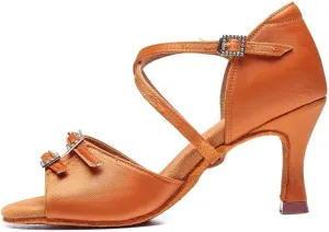 TINRYMX Women's Latin Dance Shoes Ballroom Salsa Cross Strap Professional Practice Dancing Shoes,Model-EM3041