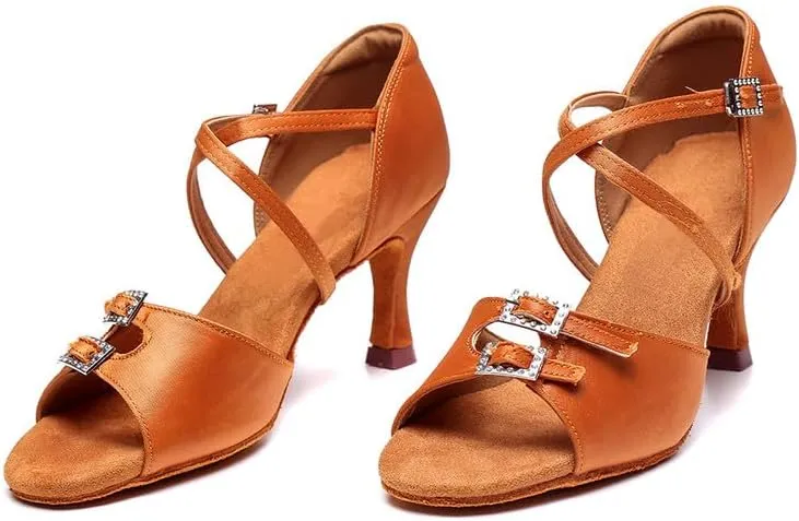 TINRYMX Women's Latin Dance Shoes Ballroom Salsa Cross Strap Professional Practice Dancing Shoes,Model-EM3041