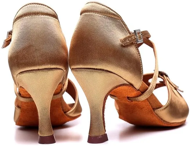 TINRYMX Women's Latin Dance Shoes Ballroom Salsa Cross Strap Professional Practice Dancing Shoes,Model-EM3041