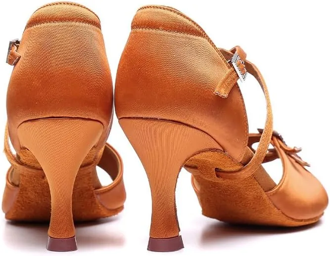TINRYMX Women's Latin Dance Shoes Ballroom Salsa Cross Strap Professional Practice Dancing Shoes,Model-EM3041