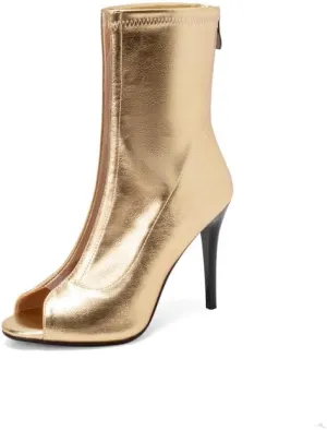 TINRYMX Womens Modern&Jazz Dance Boots Peep Toe Latin Salsa Tango Performance Practice Ballroom Ankle Dance Shoes, Model-DS9676-0
