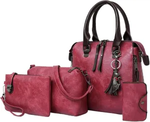 Tote Bag Set For Women Fashion Handbags Wallet Tote Bag Shoulder Bag Top Handle Satchel Purse Set 4pcs Lunch Bag Tote