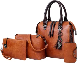 Tote Bag Set For Women Fashion Handbags Wallet Tote Bag Shoulder Bag Top Handle Satchel Purse Set 4pcs Lunch Bag Tote