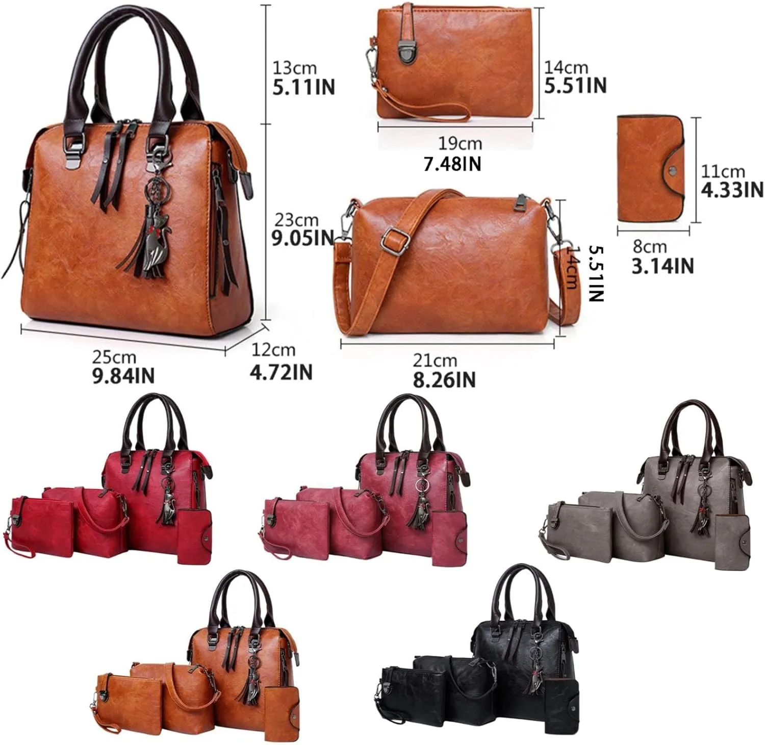 Tote Bag Set For Women Fashion Handbags Wallet Tote Bag Shoulder Bag Top Handle Satchel Purse Set 4pcs Lunch Bag Tote