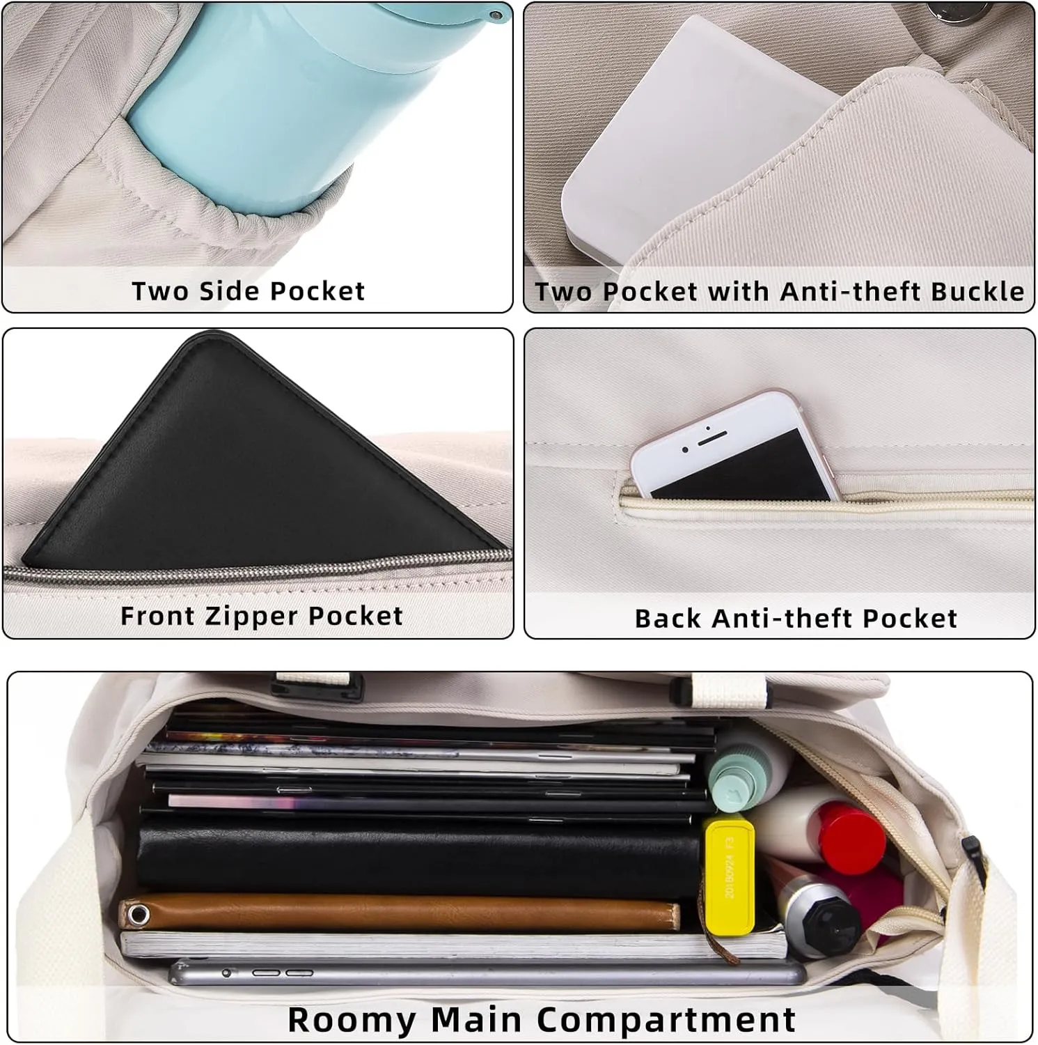 Travel Messenger Bag for Women Men: Durable Canvas Crossbody Handbag with Adjustable Strap Lightweight Laptop Purse