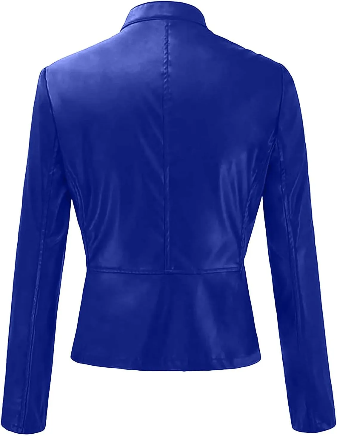 tuduoms 2021 Fashion Leather Short Jackets Women Casual Work Office Blazer Jacket Open Front Cardigan Long Sleeve Coat
