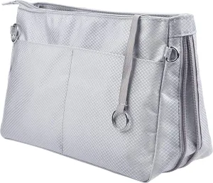 Vercord Expandable Nylon Handbag Purse Organizer Insert Liner Shaper Bag in Bag Beige Grey Medium