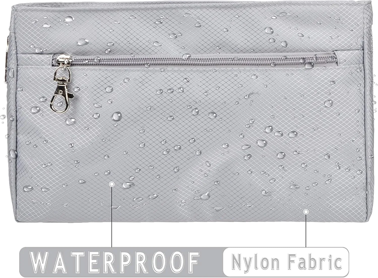 Vercord Expandable Nylon Handbag Purse Organizer Insert Liner Shaper Bag in Bag Beige Grey Medium