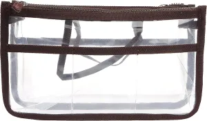 Vercord Translucent Purse Handbag Tote Pocketbook Bag Organizer Insert with Zipper Handle for Women Medium Brown