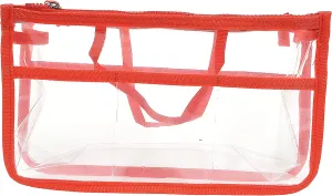 Vercord Translucent Purse Handbag Tote Pocketbook Bag Organizer Insert with Zipper Handle for Women Medium Red