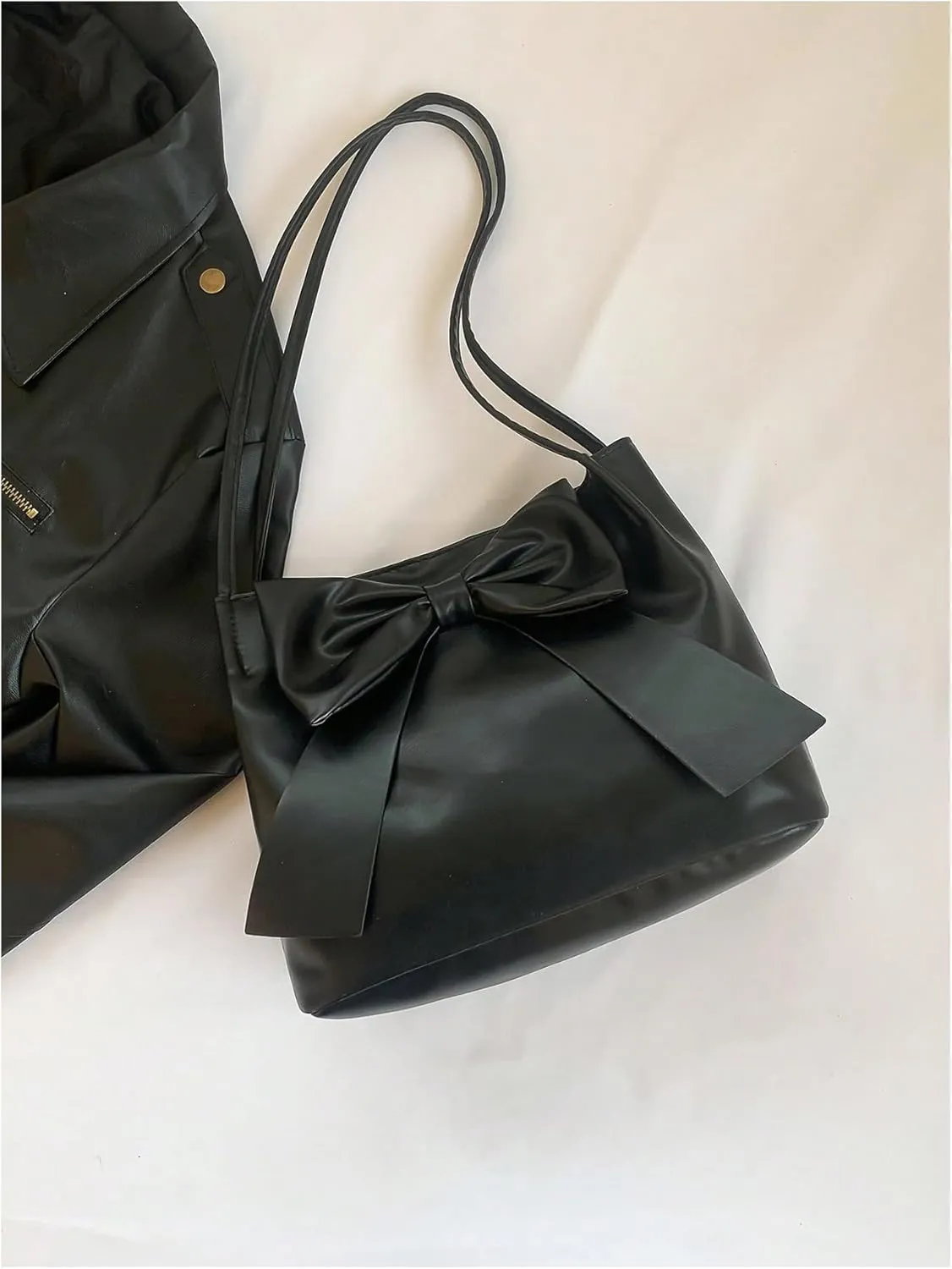 Verdusa Women's PU Leather Shoulder Tote Bags Bow Satchel Purses