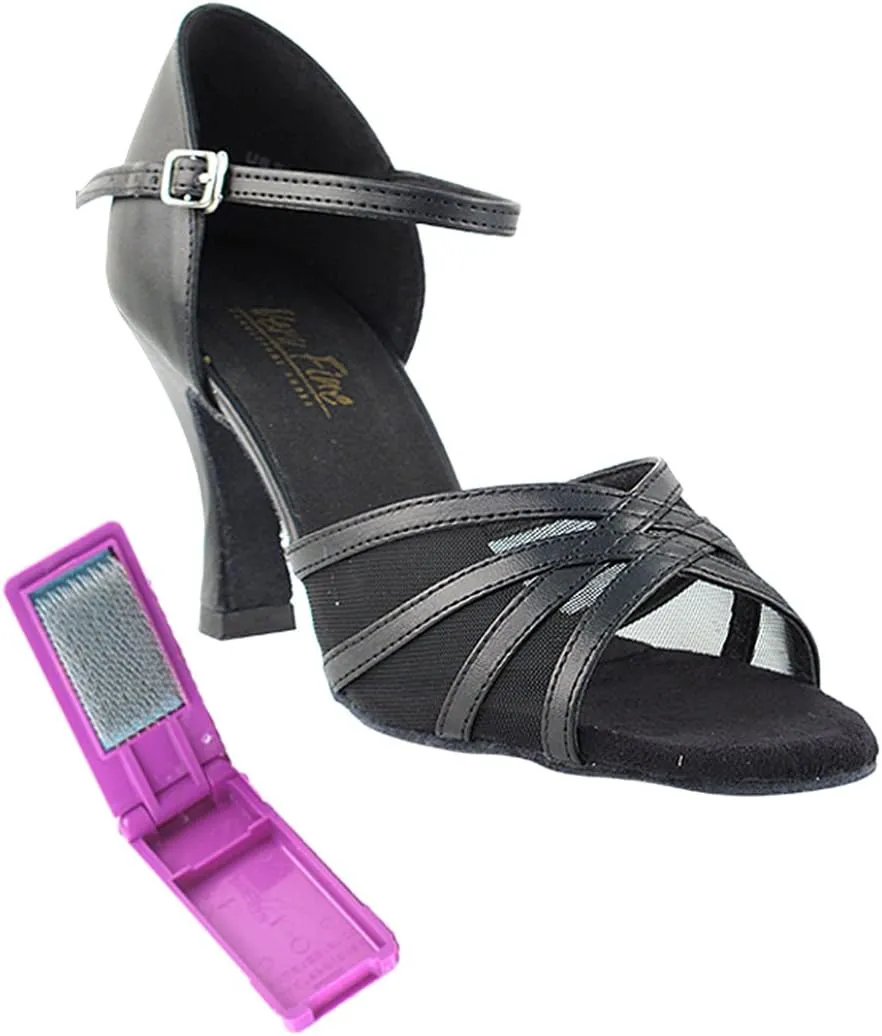 Very Fine Ballroom Latin Tango Salsa Dance Shoes for Women - 6027-2.5" Heel and Foldable Dance Shoe Brush Bundle