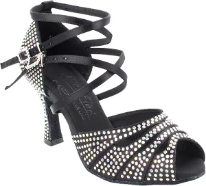 Very Fine Dance Shoes Women's Ballroom Dance Shoes Wedding Salsa Dance Shoes Black tan Satin S1007CCEB Comfortable 2.5" Heel 8.5 M US [Bundle of 5]
