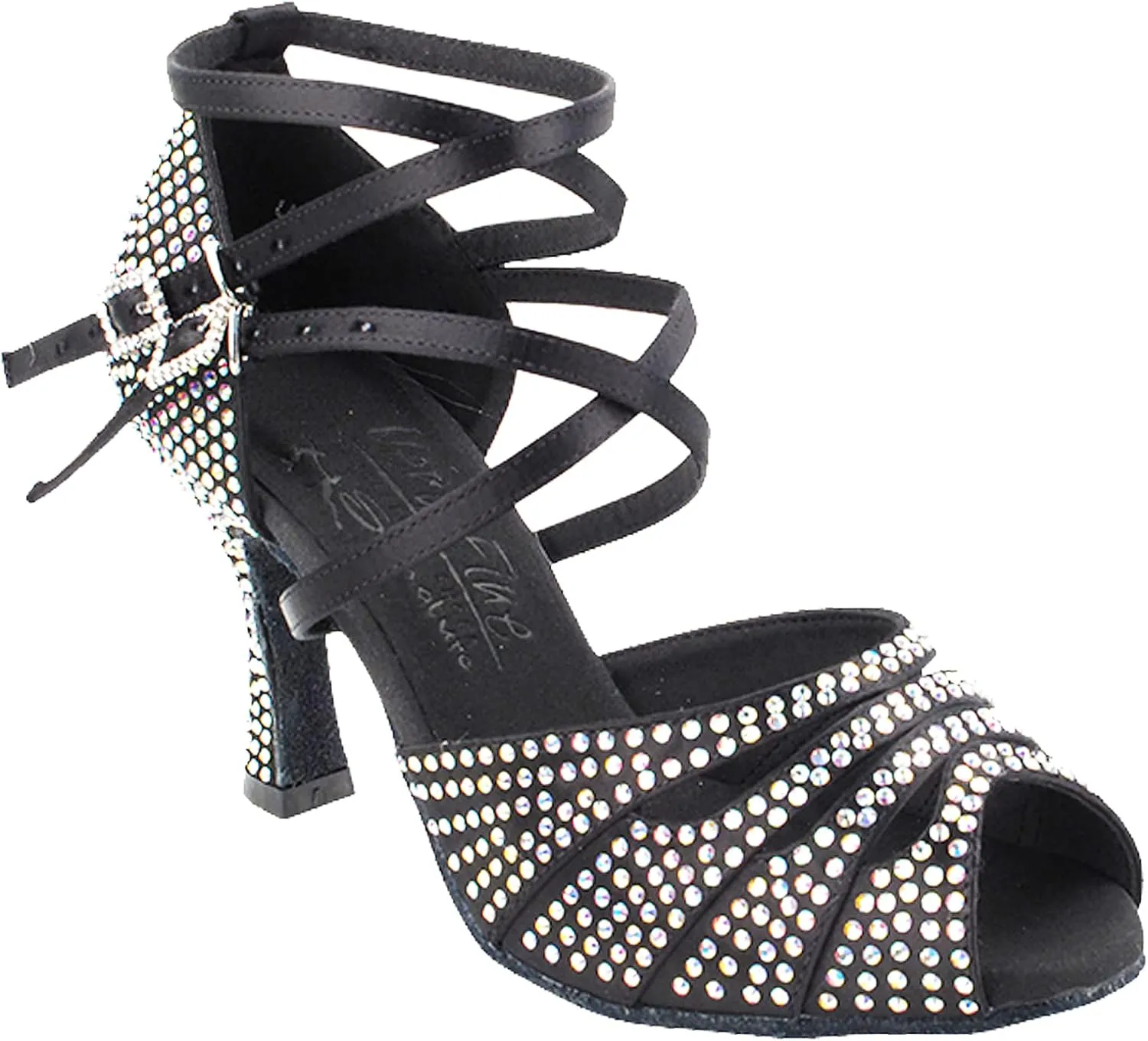 Very Fine Dance Shoes Women's Ballroom Dance Shoes Wedding Salsa Dance Shoes Black tan Satin S1007CCEB Comfortable 2.5" Heel 8.5 M US [Bundle of 5]