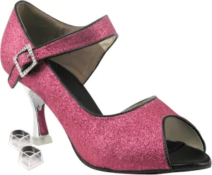 Very Fine Dance Shoes Women's Salsa Ballroom Tango Latin Dance Shoes Style CD3005 Bundle with Plastic Dance Shoe Heel Protectors, Pink Sparkle 8.5 M US Heel 3 Inch