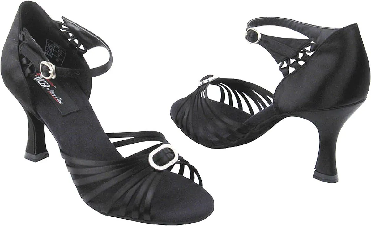 Very Fine Women's Salsa Ballroom Tango Latin Dance Shoes Style CD2043 Bundle with Plastic Dance Shoe Heel Protectors,