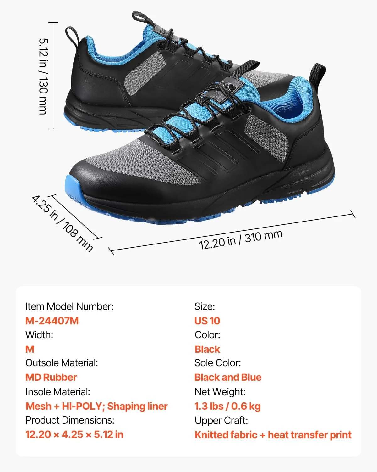 VEVOR Women's Cross W Width Sneakers US Size 13, Wide Toe Box Arch Support & Adjustable Lace-up, Training Shoes for Running, Gymnastics, Dog Walking, and Weightlifting (Black)
