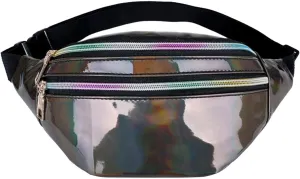 Waist Bag Men And Women Shiny PU Waist Bags Functional Color Single Shoulder Body Bag Men Work Tote (Brown, One Size)