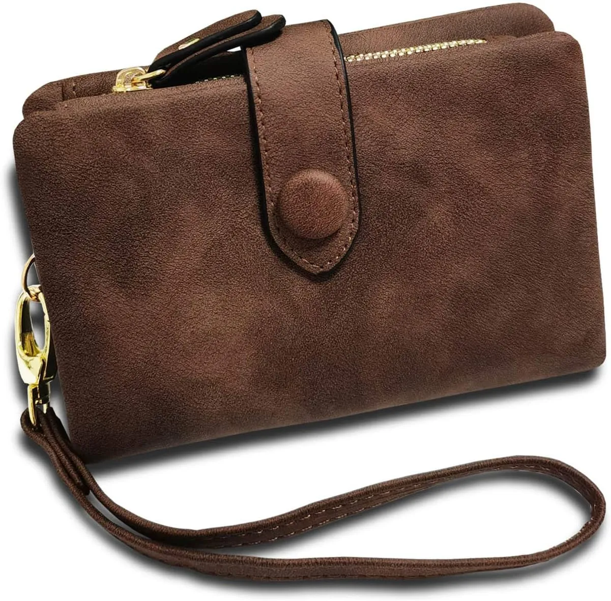 Wallets for Women Bifold Small Rfid Soft Leather Ladies Wallets Trifold Womens Wallets Billfolds Mini Wristlet Clutch Cute Zipper Coin Purse with Wrist Strap