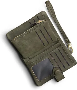 Wallets for Women Bifold Small Rfid Soft Leather Ladies Wallets Trifold Womens Wallets Billfolds Mini Wristlet Clutch Cute Zipper Coin Purse with Wrist Strap