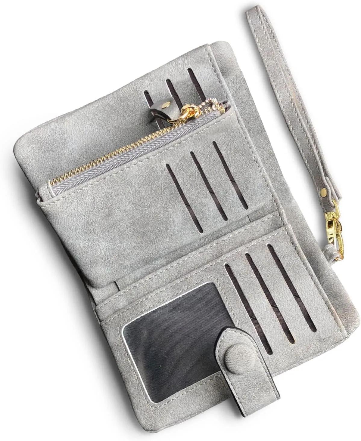 Wallets for Women Bifold Small Rfid Soft Leather Ladies Wallets Trifold Womens Wallets Billfolds Mini Wristlet Clutch Cute Zipper Coin Purse with Wrist Strap
