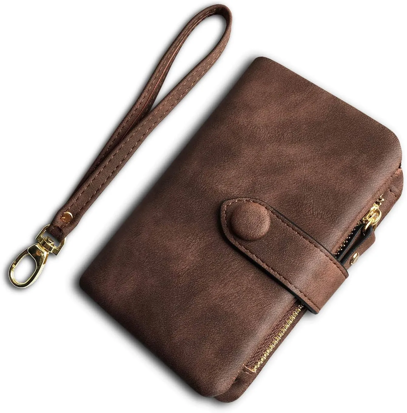 Wallets for Women Bifold Small Rfid Soft Leather Ladies Wallets Trifold Womens Wallets Billfolds Mini Wristlet Clutch Cute Zipper Coin Purse with Wrist Strap