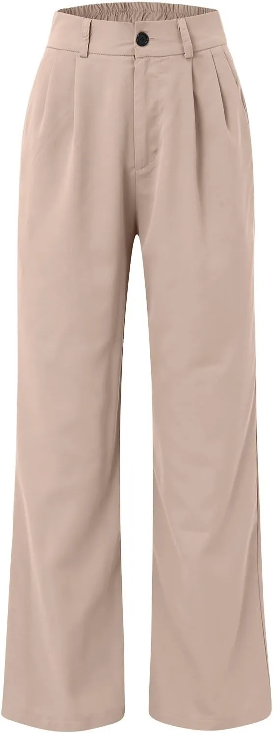 Wide Leg Work Pants for Women Stretchy High Waist Business Office Dressy Casual Slacks Trousers with Pockets