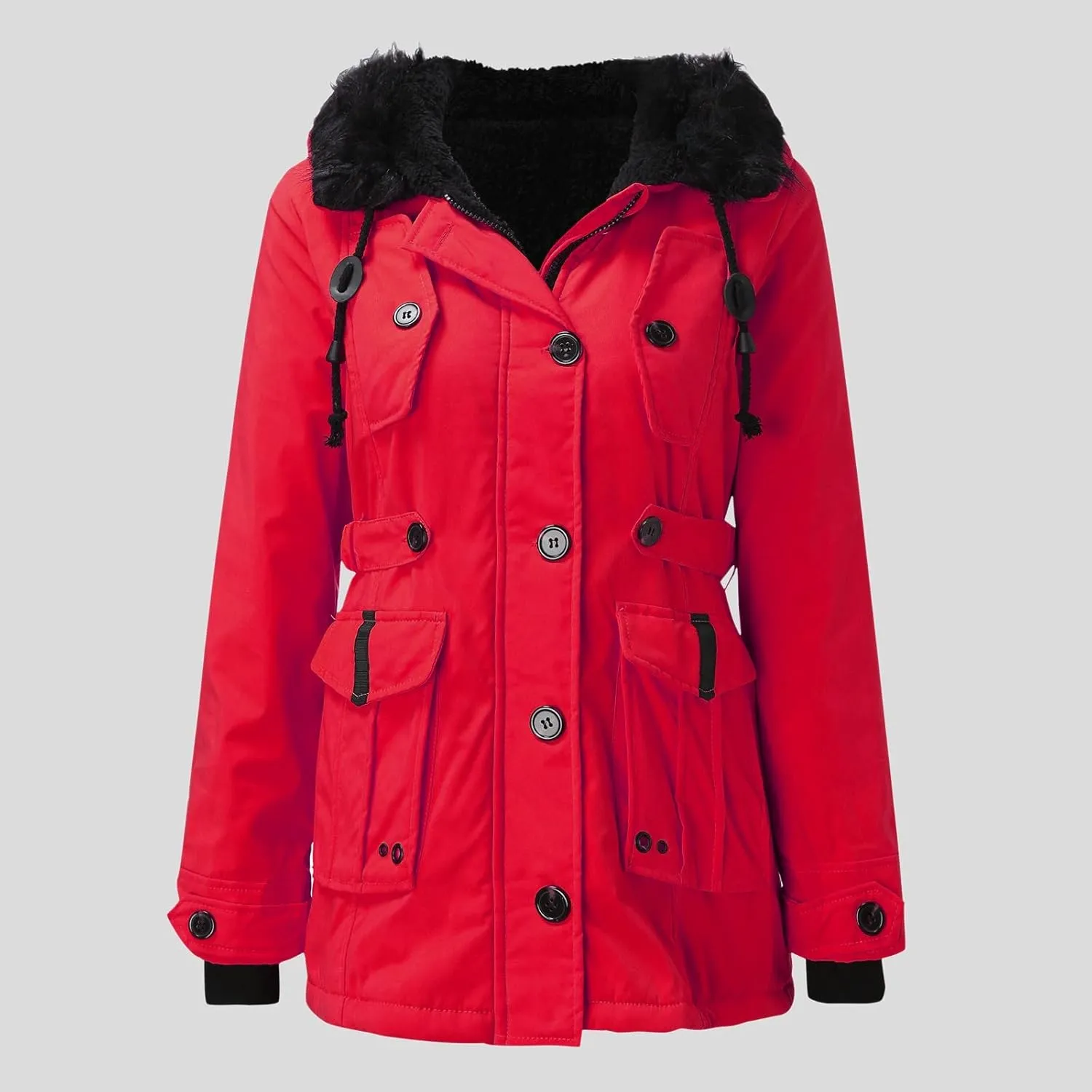 Winter Warm Thick Overcoat Women's Lined Jacket Outwear Trench Coat Hooded Women's Coat Fall Half Wool Coats for