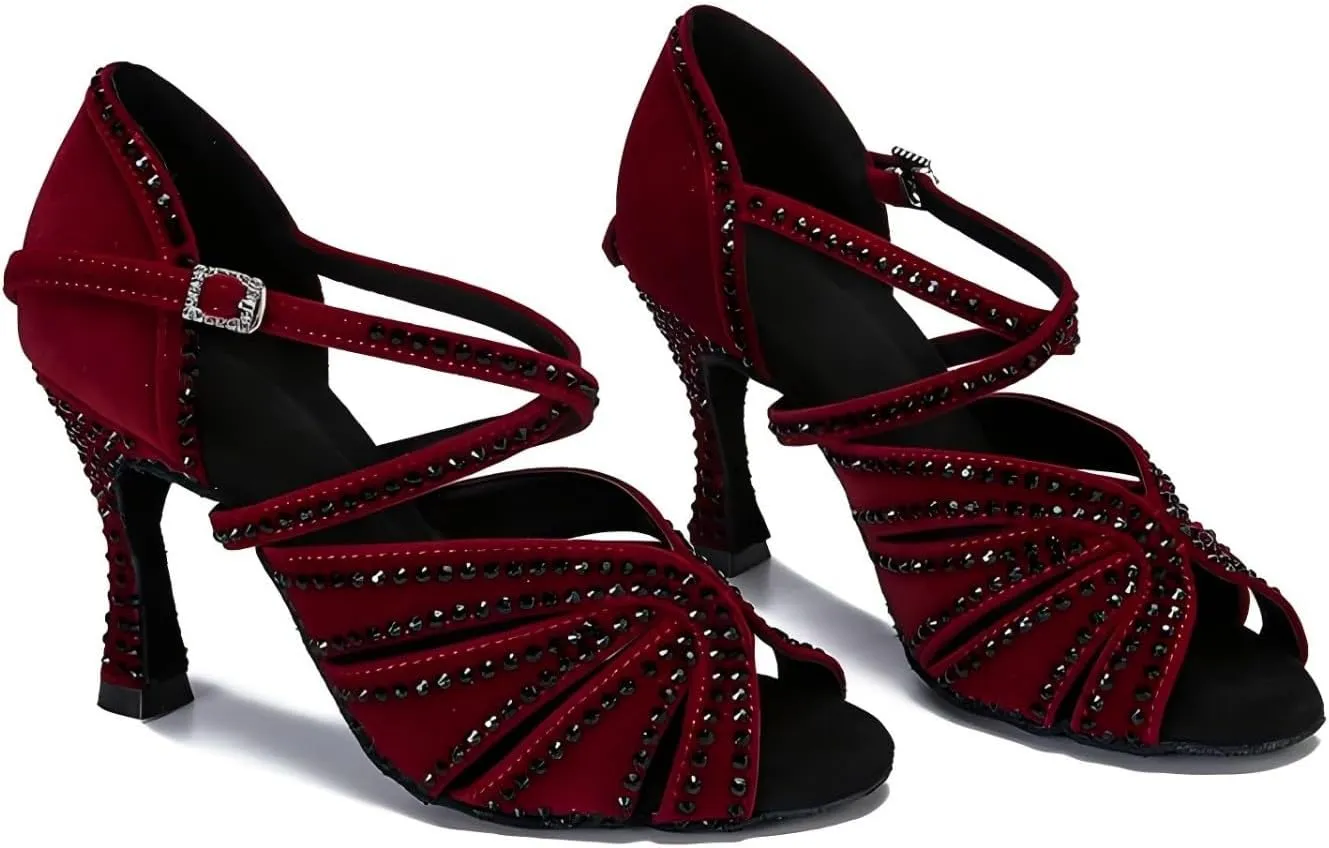 Women Ballroom Dance Shoes Diamond Fashion Modern Latin Salsa Bachata Practice Performance Dance Shoes