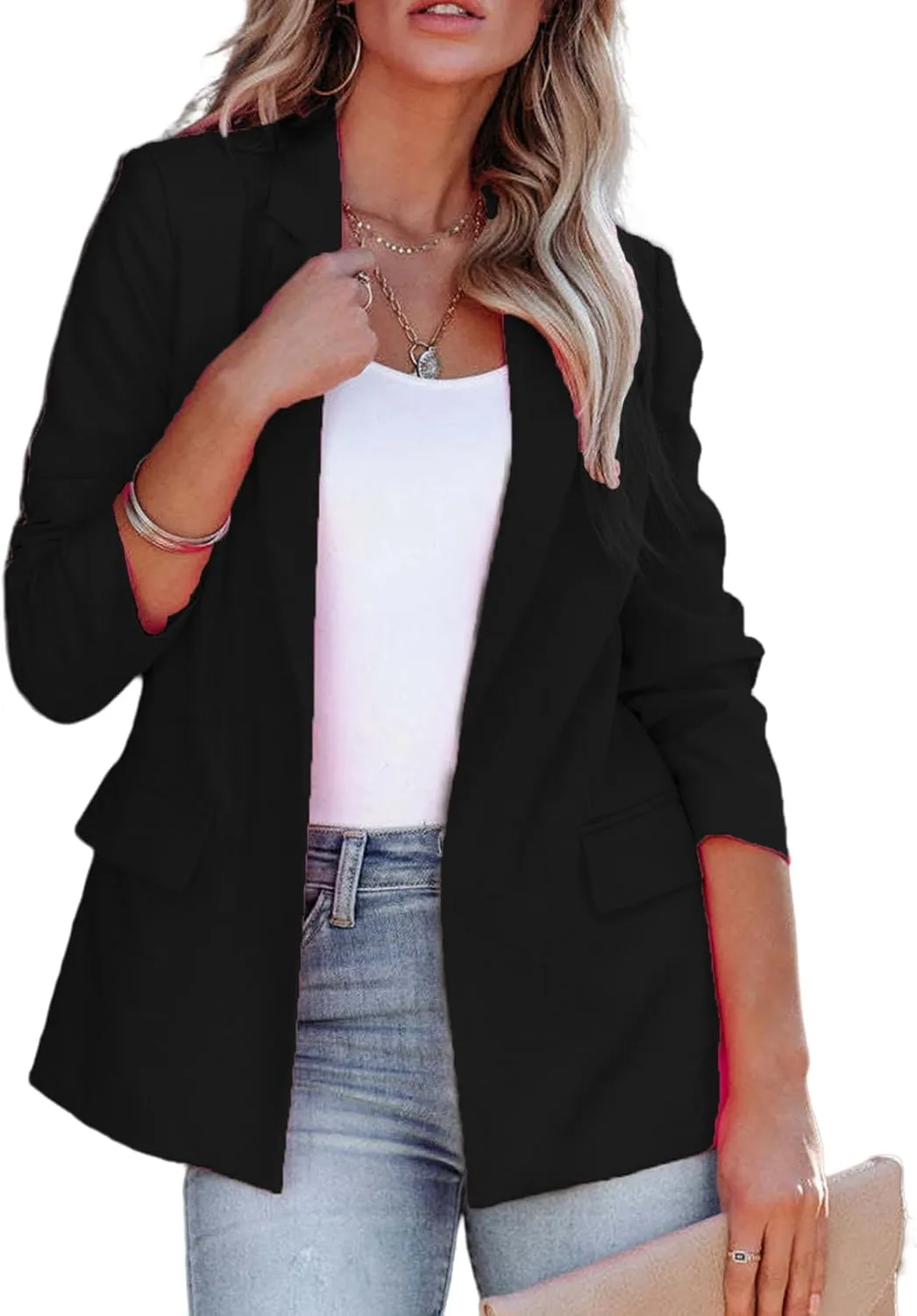 Women Blazers Business Casual Jackets Elegant Office Work Suit Jacket Fashion Long Sleeve Open Front Cardigan Coat Tops