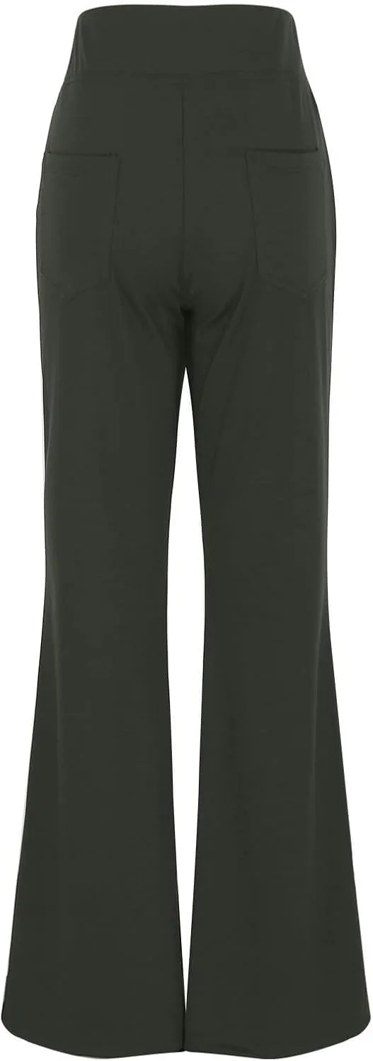 Women Bootcut Dress Pants Stretchy Work Business Office Casual Pull On Elastic Waist Trousers Slacks with Pockets