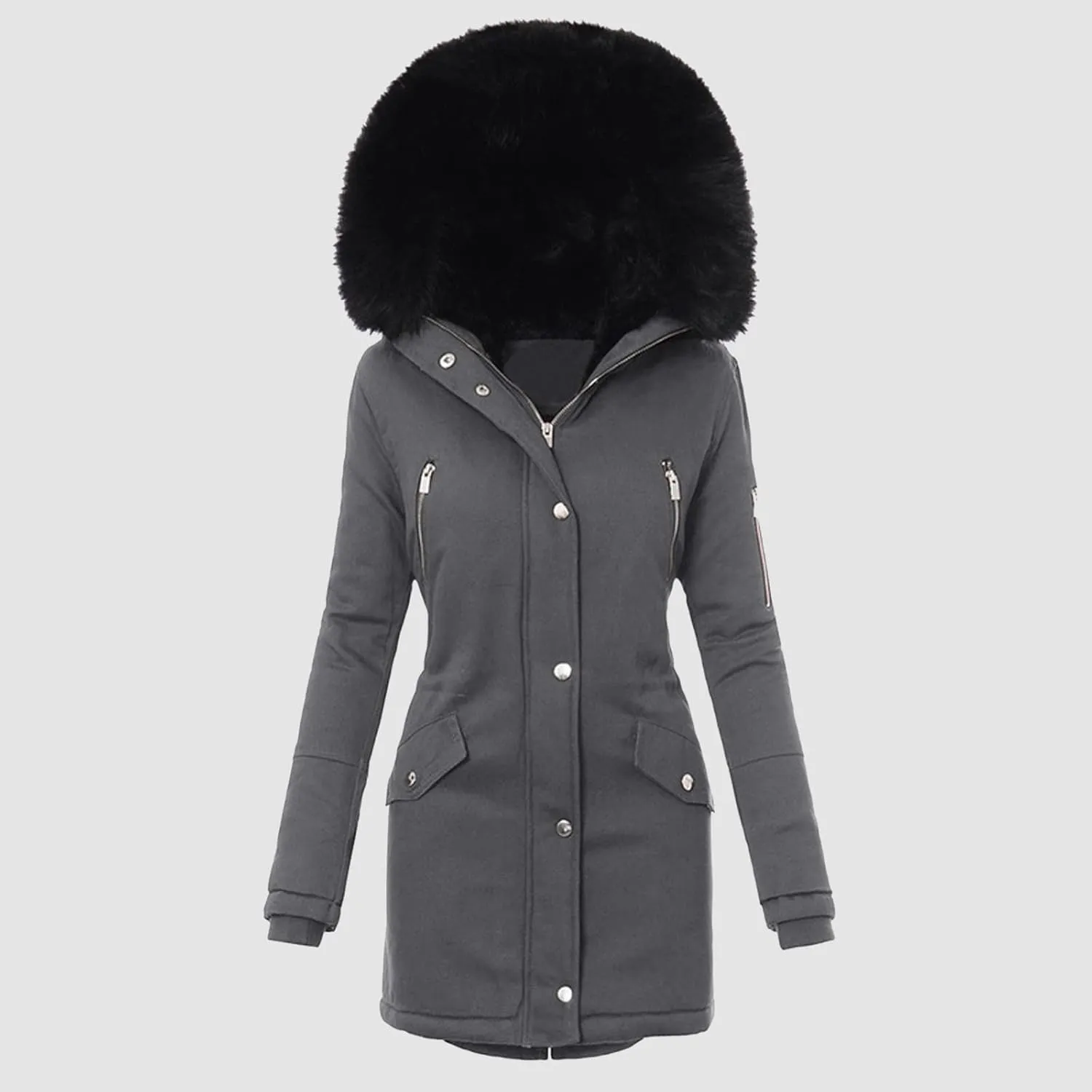 Women Plus Size Winter Overcoat Women's Jacket Thick Outwear Plush Lined Hooded Coat Warm Womens Fleece Plus Size