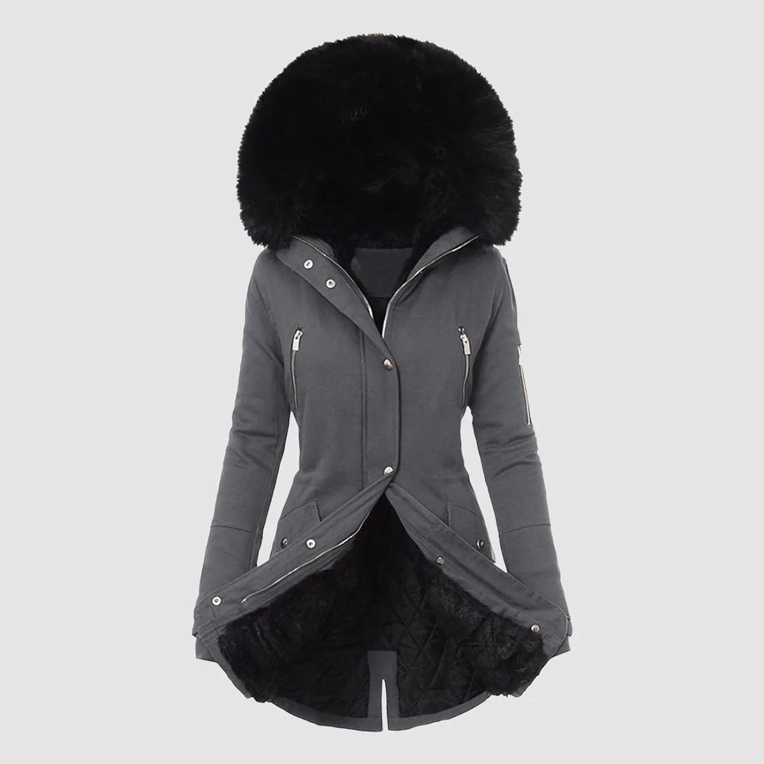 Women Plus Size Winter Overcoat Women's Jacket Thick Outwear Plush Lined Hooded Coat Warm Womens Fleece Plus Size