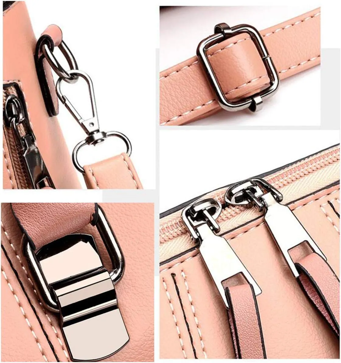Women PU Leather Tote Hobo Shoulder Crossbody Bags 4pcs Satchel Clutches with Metal Tassel Pendant