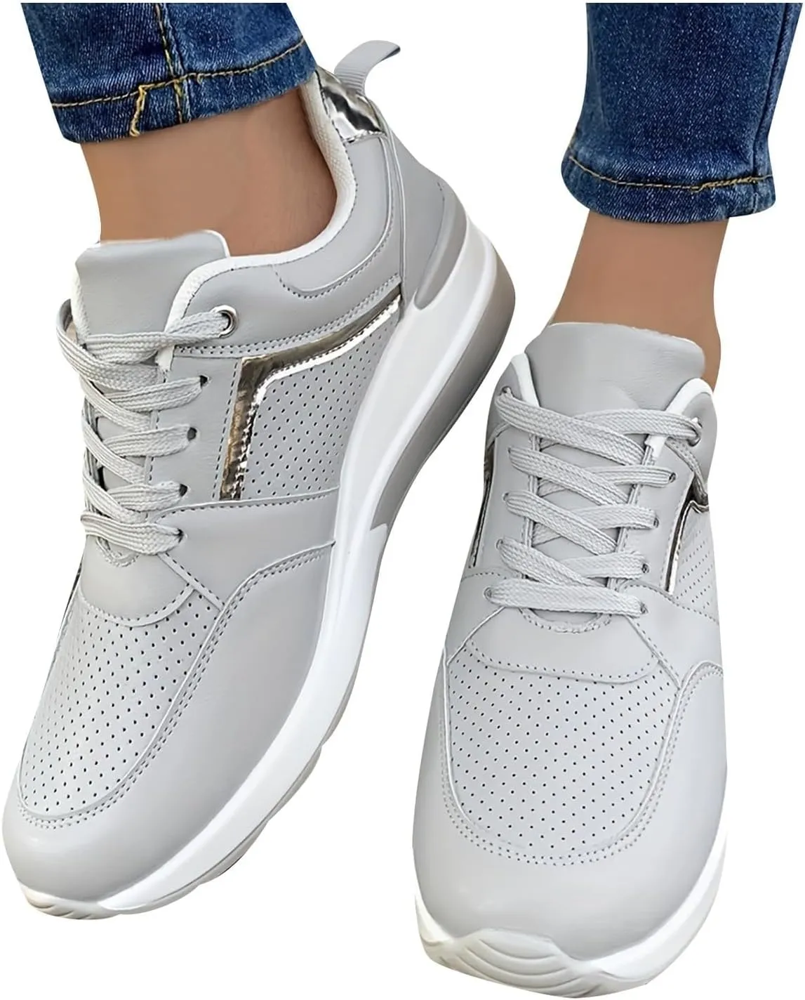 Women Running Shoes Lightweight Nursing Shoes for Women Slip On Breathable Sneakers Casual Classic Trendy Athletic Walking Sneaker Non Slip Platform Workout Tennis Shoe Outdoor Sports Loafers