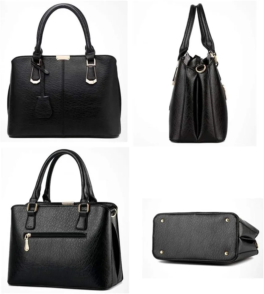 Women Tote Hobo PU Leather Clutches Shoulder Crossbody Bags Satchel With Metal Accessories