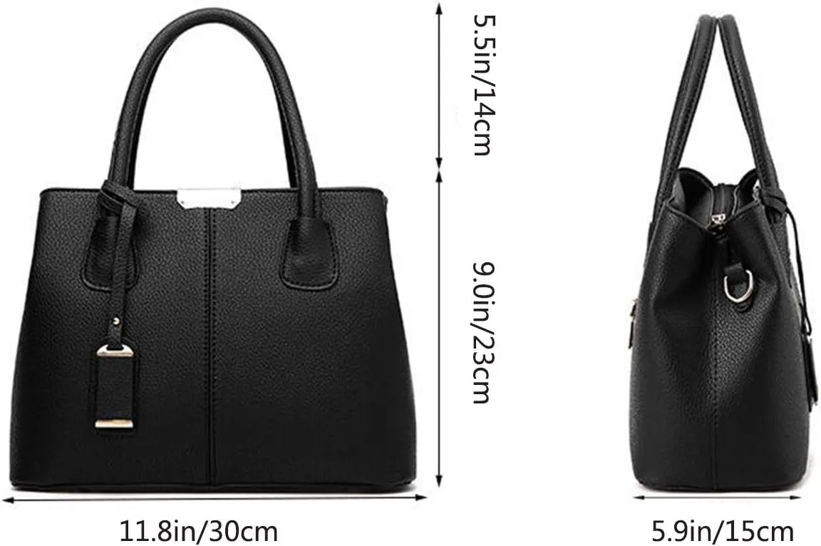Women Tote Hobo PU Leather Clutches Shoulder Crossbody Bags Satchel With Metal Accessories