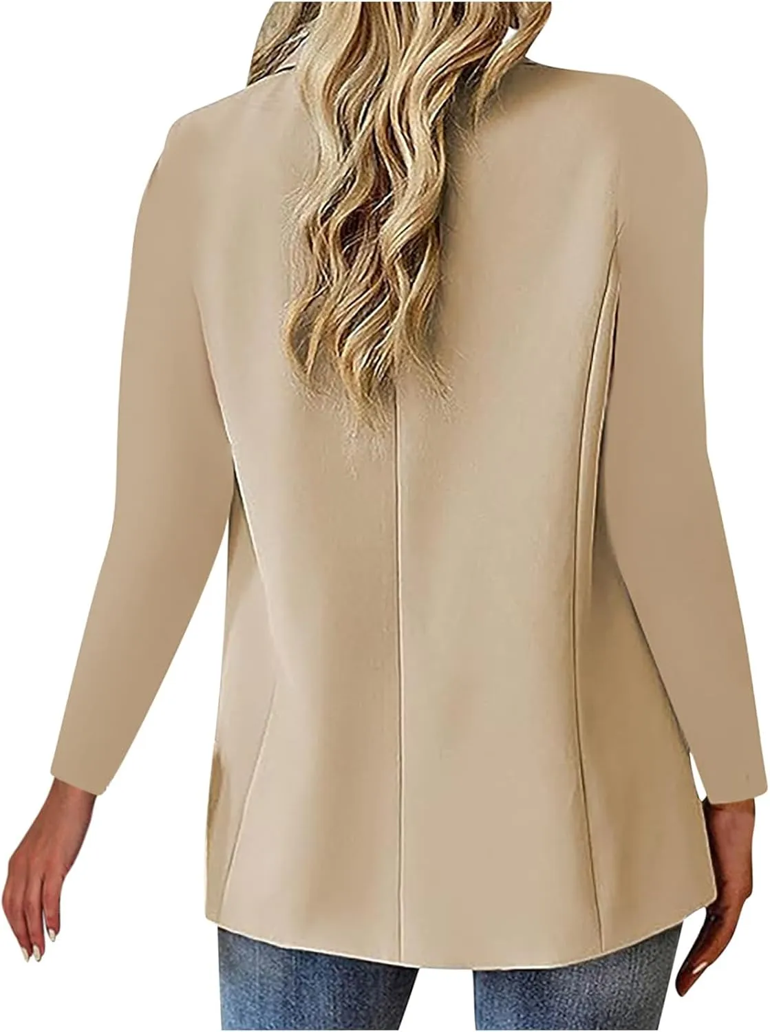 Womens Blazer Lightweight Long Sleeve Jacket Casual Open Front Cardigan Notch Collar Blazers with Fake Pockets