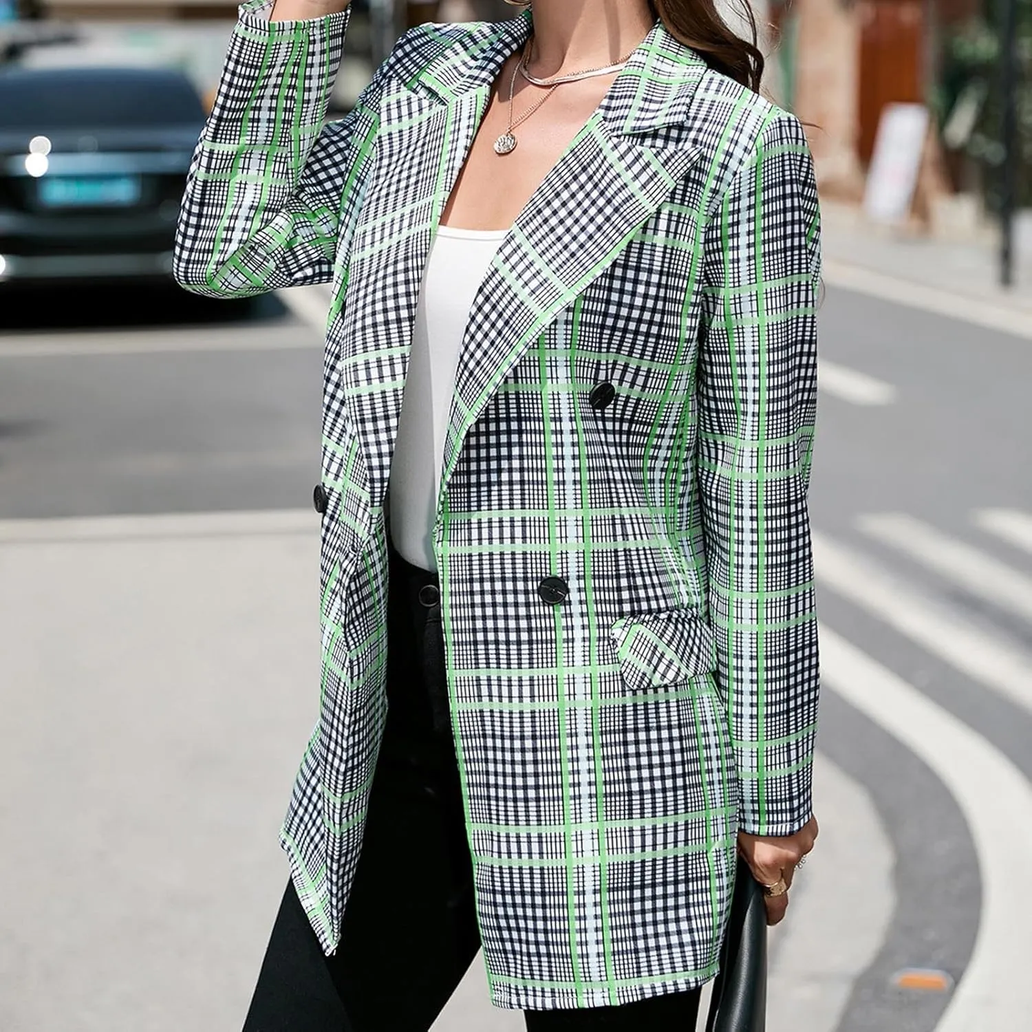 Womens Blazers Classic Lapel Long Sleeve Casual Elegant Trench Coat Work Office Dressy Suit Jacket Trendy Outerwear