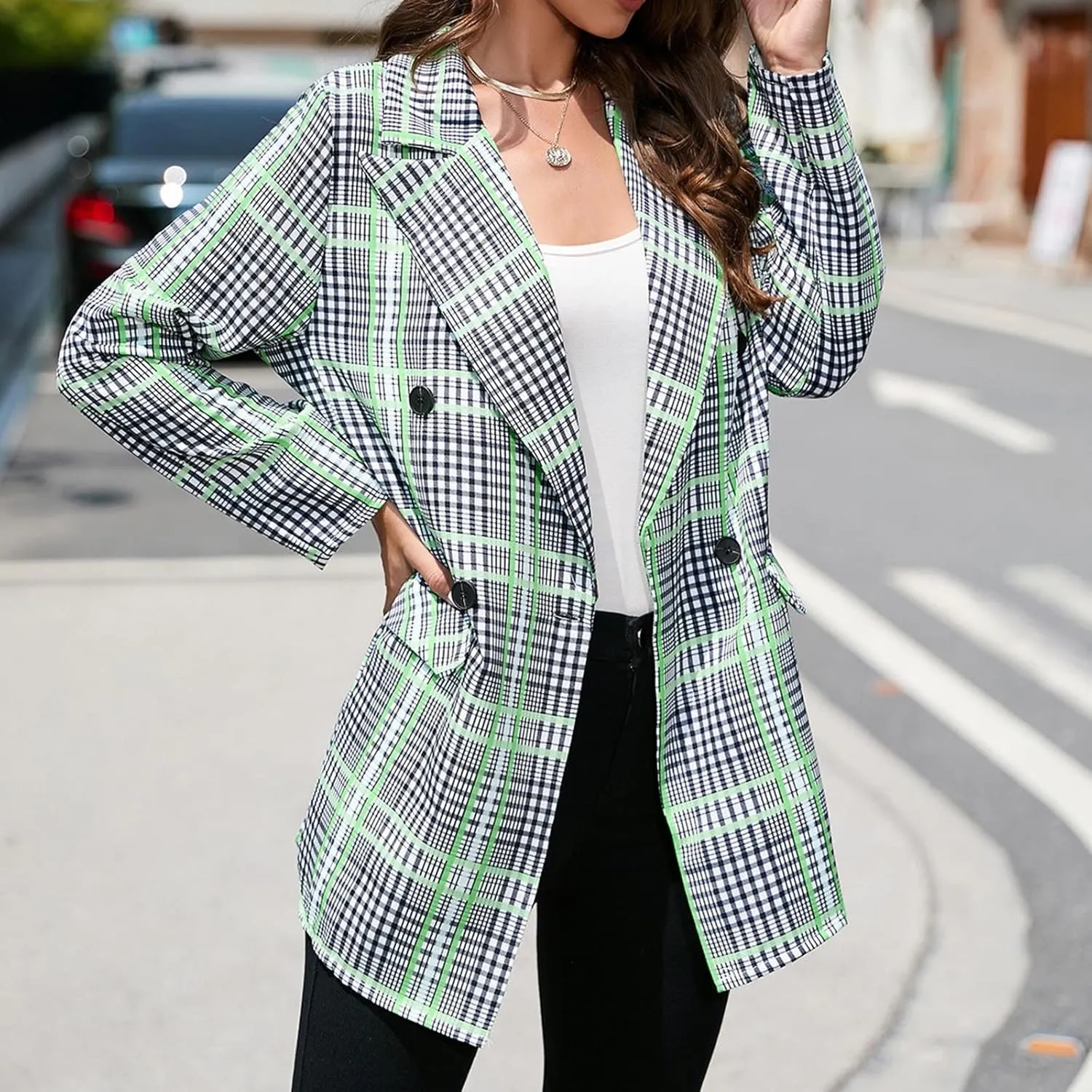 Womens Blazers Classic Lapel Long Sleeve Casual Elegant Trench Coat Work Office Dressy Suit Jacket Trendy Outerwear