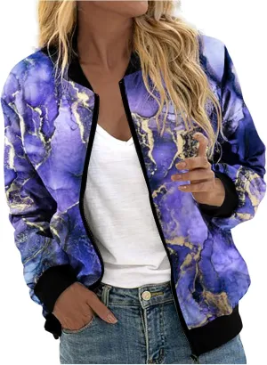 Women's Bomber Jacket 2024 Casual Coat Fall Fashion Lightweight Zip Up Long Sleeve Outerwear Windbreaker with Pocket