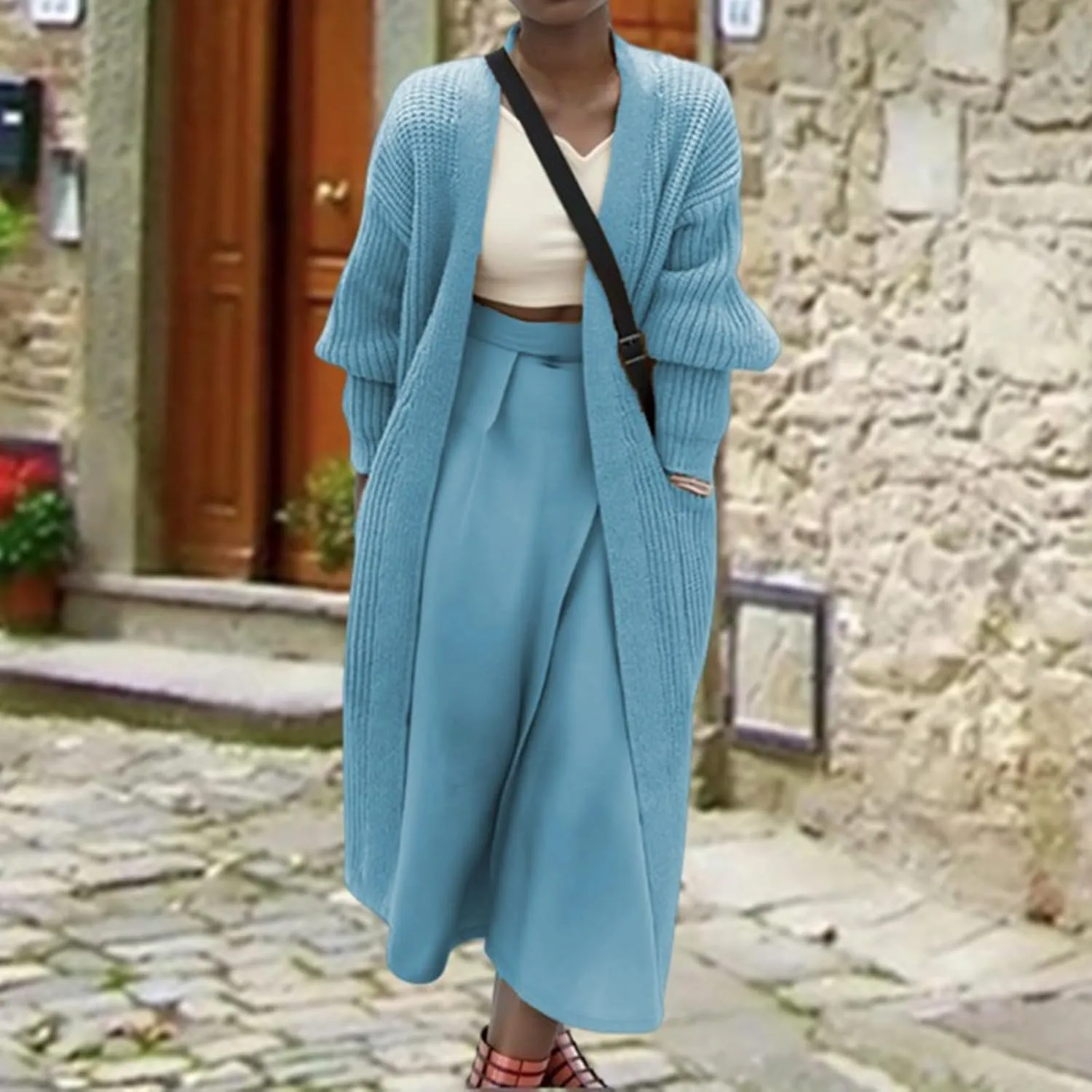 Womens Cardigan Chunky Knit Open Front Sweaters Long Sleeve Oversized Knit Cardigans 2023 Winter Cardigan Lightweight Shrugs
