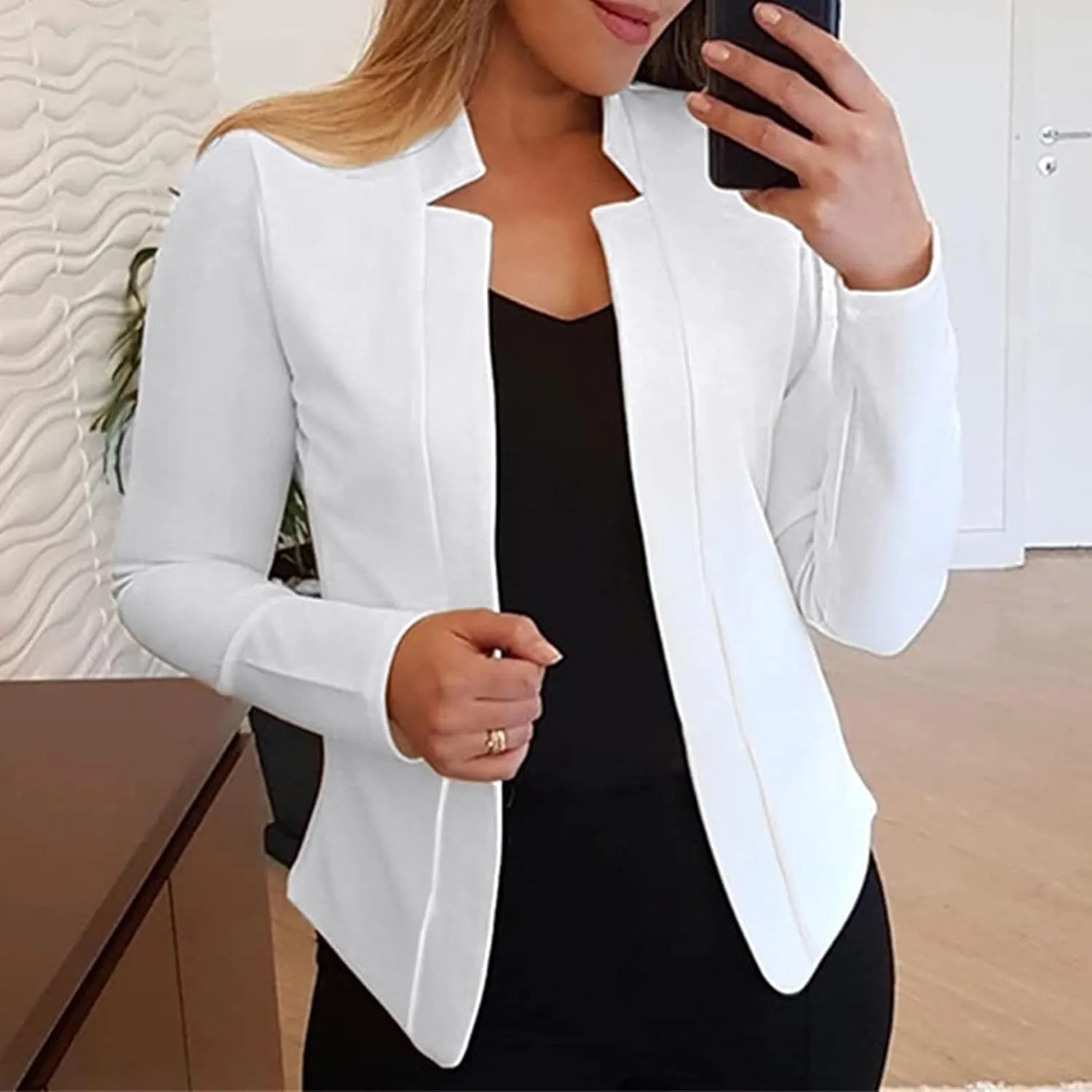 Womens Casual Blazers Pocketed Office Blazers Draped Open Front Cardigans Jacket Work Suit Lightweight Jackets