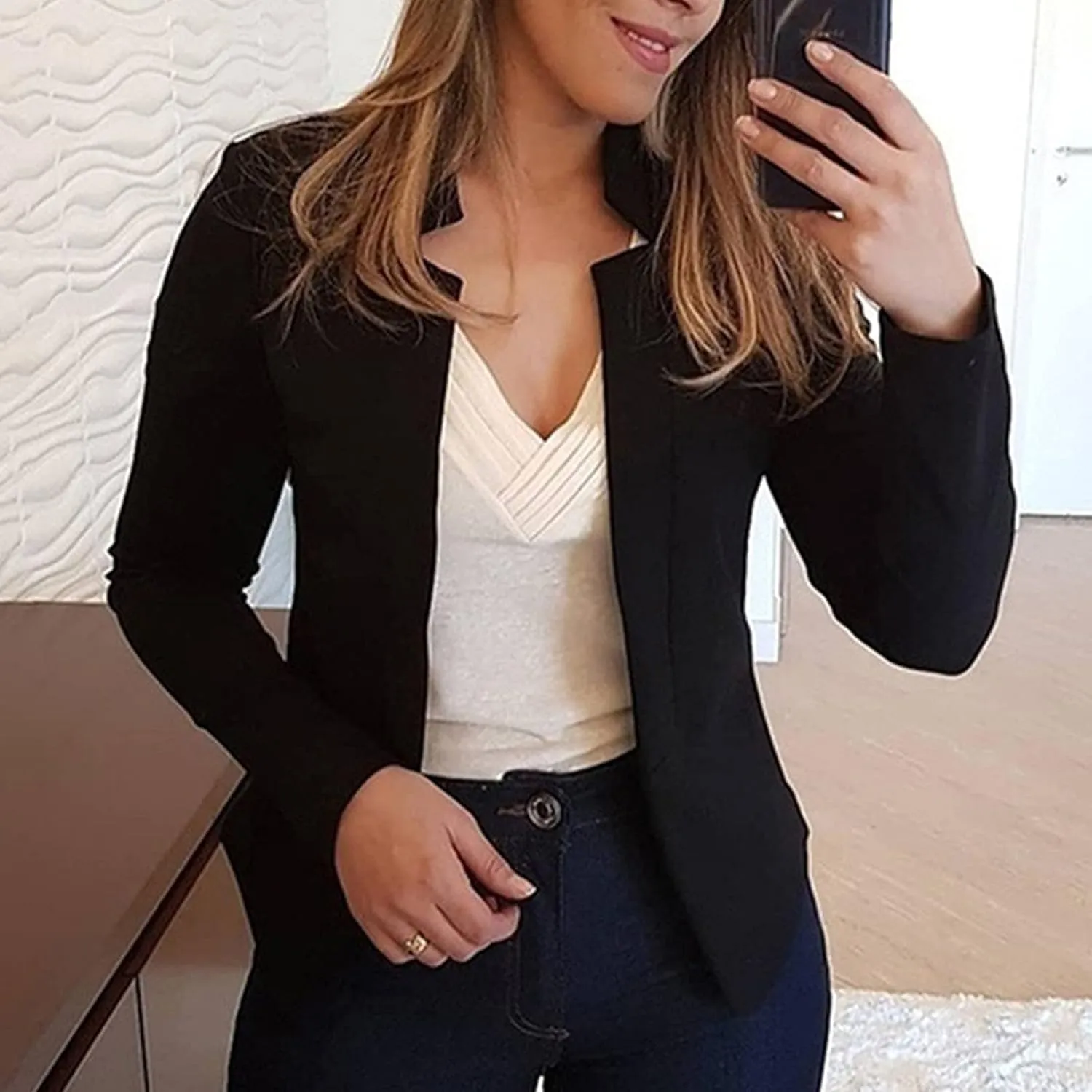 Womens Casual Blazers Pocketed Office Blazers Draped Open Front Cardigans Jacket Work Suit Lightweight Jackets