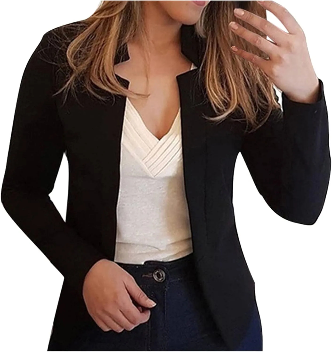Womens Casual Blazers Pocketed Office Blazers Draped Open Front Cardigans Jacket Work Suit Lightweight Jackets