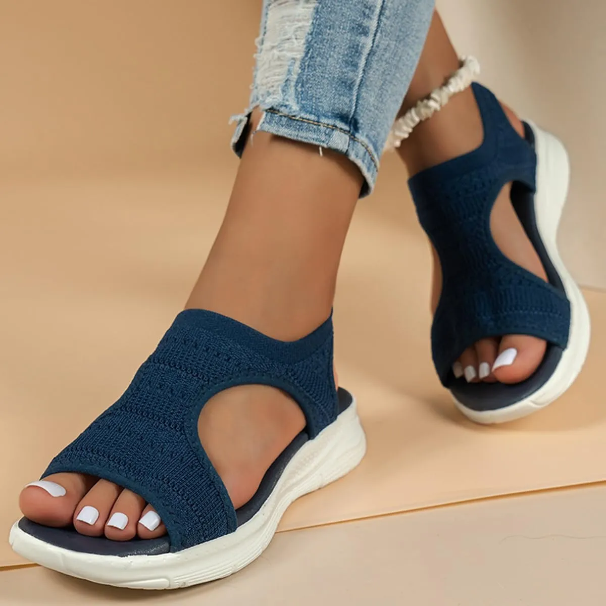 Womens Comfortable Orthopedic Sandals Arch Support Orthotic Comfort Slip-On Sport Plantar Fasciitis Summer Beach Casual Open-Toe Walking